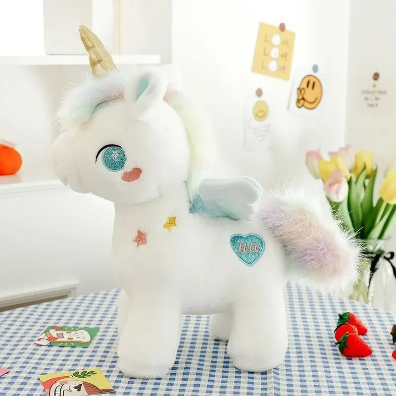 Licorne en peluche bleu