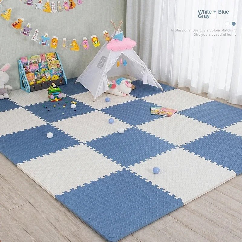 tapis de jeux pou bébé bleu et blanc