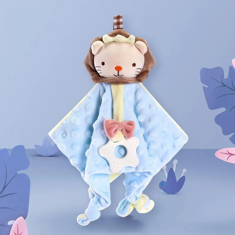 Doudou_bébé_lion_en_peluche_bleu_avec_mordeur