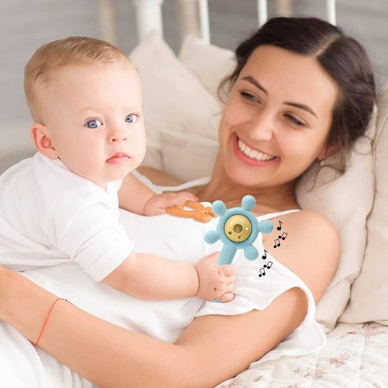 Hochet bébé fleur multicolore pour motricité et éveil