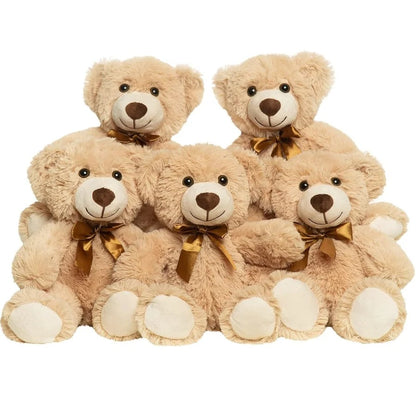 Ours en peluche beige décoratif avec ruban