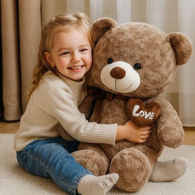 Ours en peluche brun avec cœur décoratif