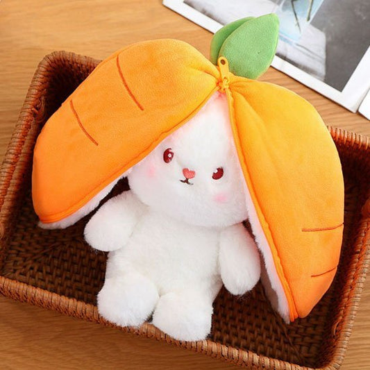 Peluche lapin mignon en déguisement de carotte