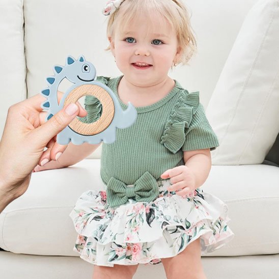 anneau de dentition bleu pour bebe