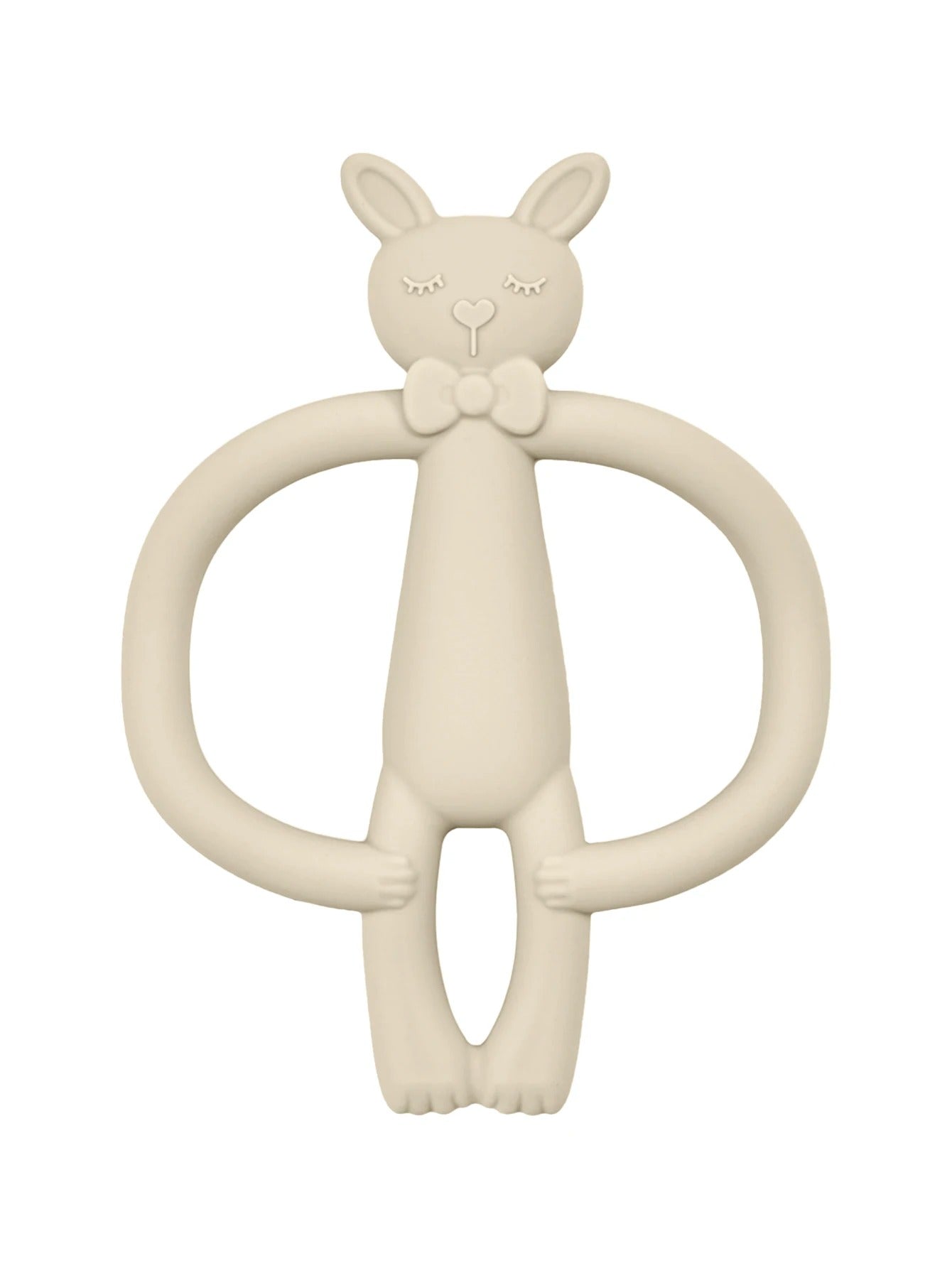 anneau de dentition lapin en silicone doux avec nœud papillon