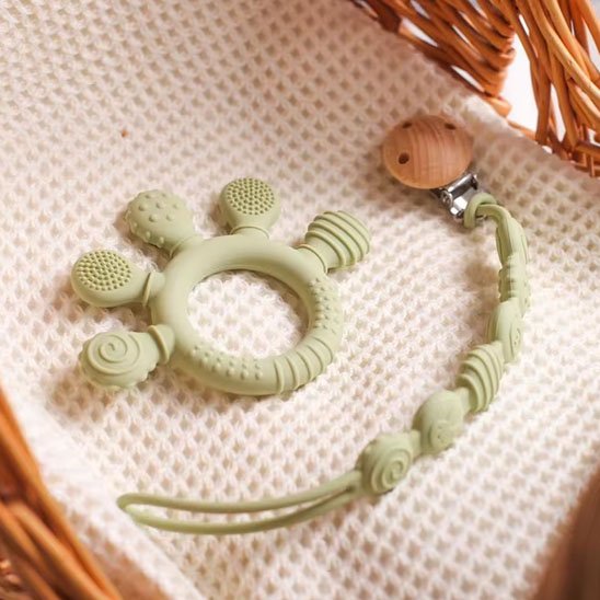 anneau de dentition naturel avec attache en bois