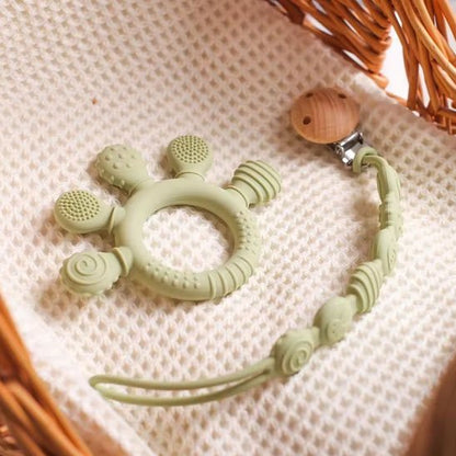 anneau de dentition naturel avec attache en bois