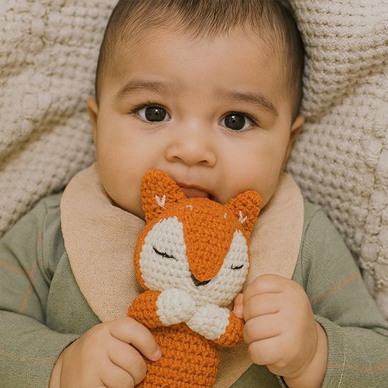 Doudou bébé artisanal crochet renard