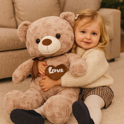 fille avec ours en peluche mignon