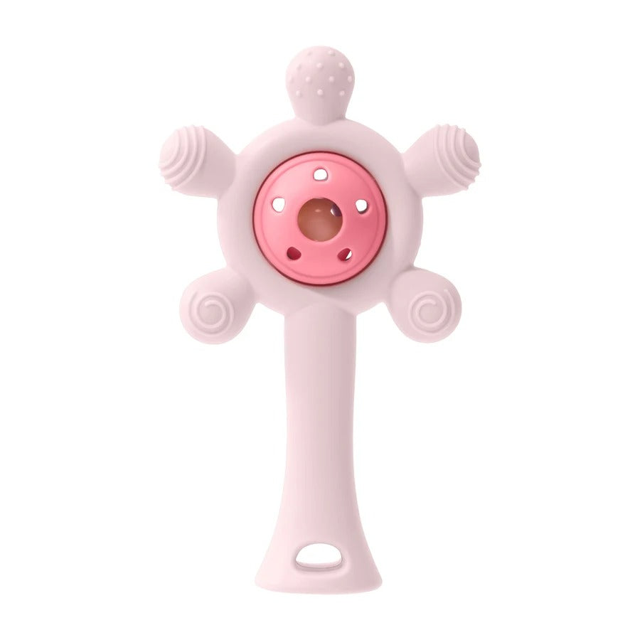 hochet bébé en silicone rose