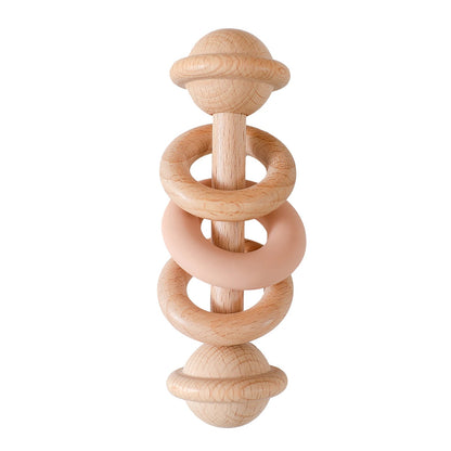 hochet bébé en bois rose
