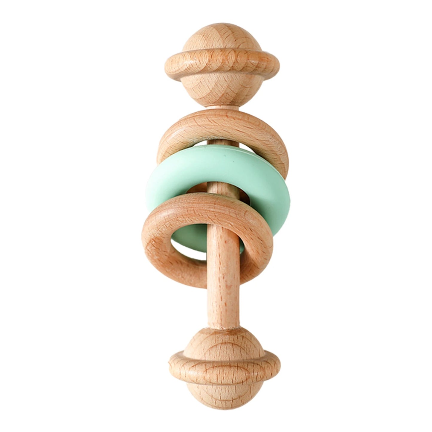 hochet bébé en bois vert