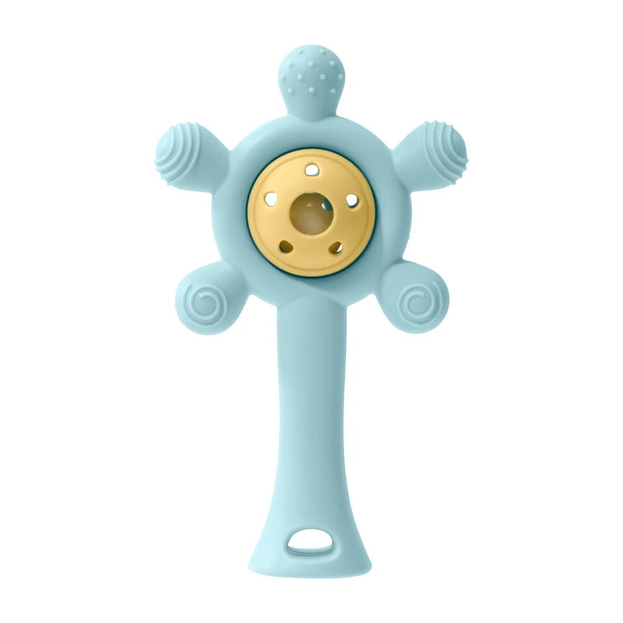 hochet bébé en silicone bleu