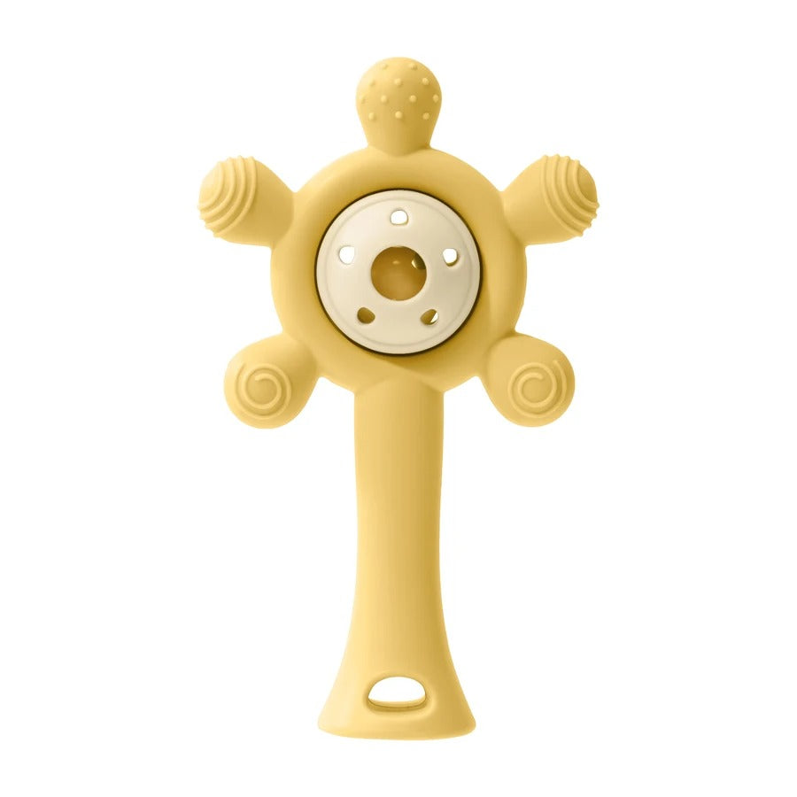 hochet bébé en silicone jaune