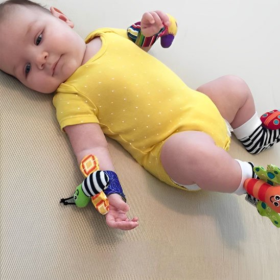 hochet bébé en tissu doux avec animaux rigolos