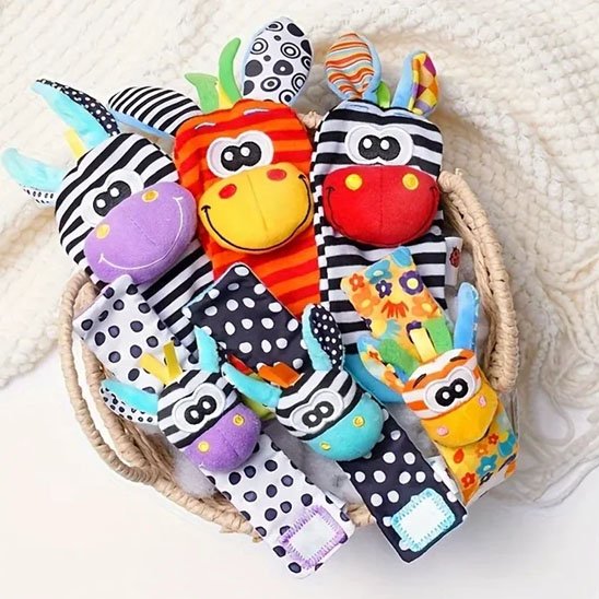 hochet bébé zèbre coloré en tissu doux
