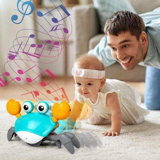 jouet bebe eveil musical interactif crabe