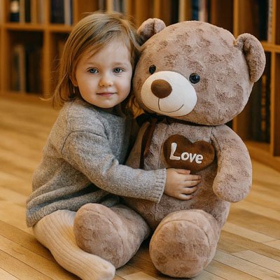 ours en peluche beige avec coeur décoré