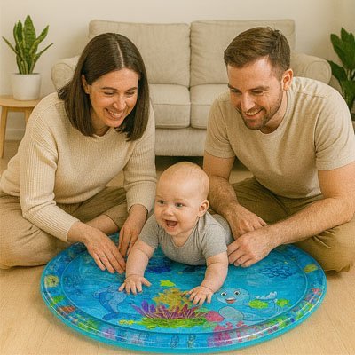 tapis d'eau bébé transparent avec animaux flottants