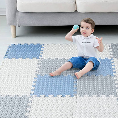 tapis de jeux bébé bleu et gris pour chambre