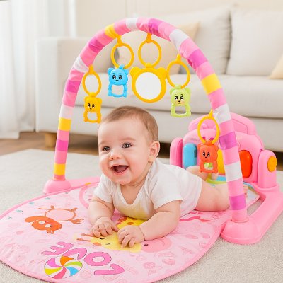 tapis eveil bebe coloré avec arches et hochets éducatifs