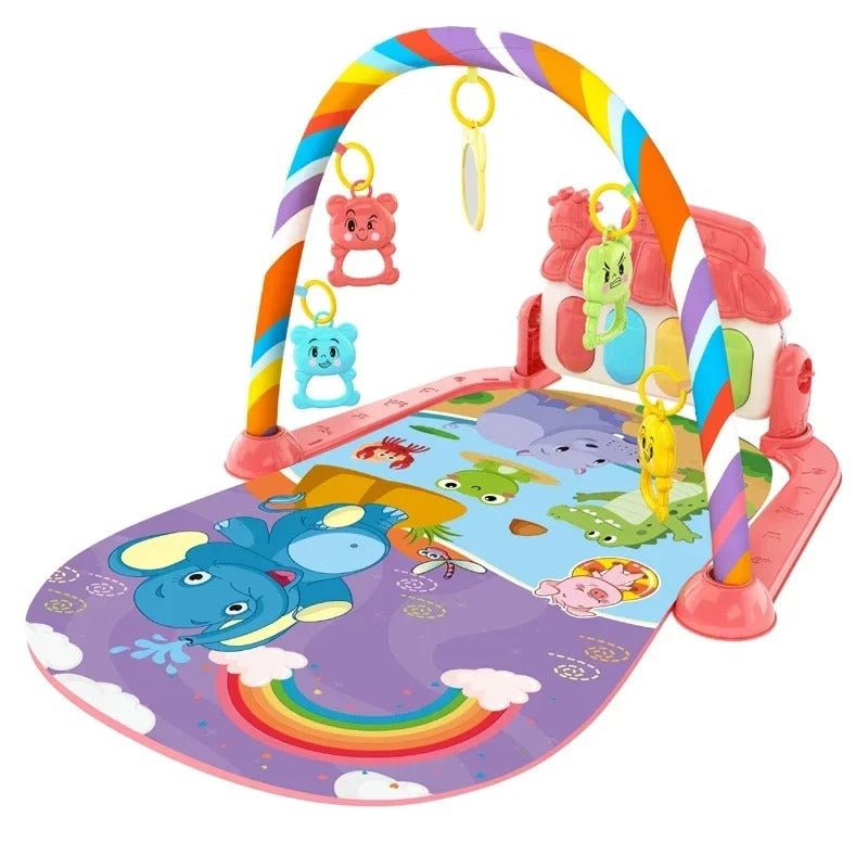 tapis eveil bebe elephant arc-en-ciel sensoriel et interactif