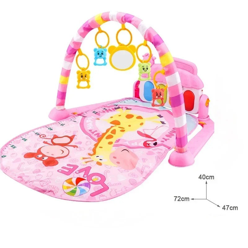 tapis eveil bebe girafe rose pour filles avec musique douce